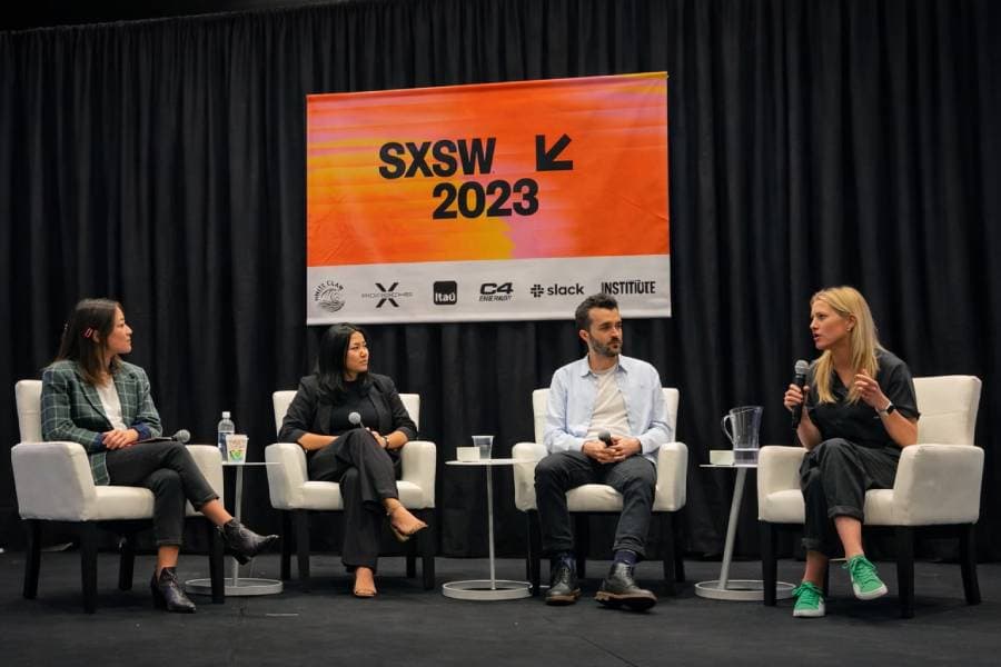 Phil McParlane speaking at SXSW 2023 about the 4-day work week movement